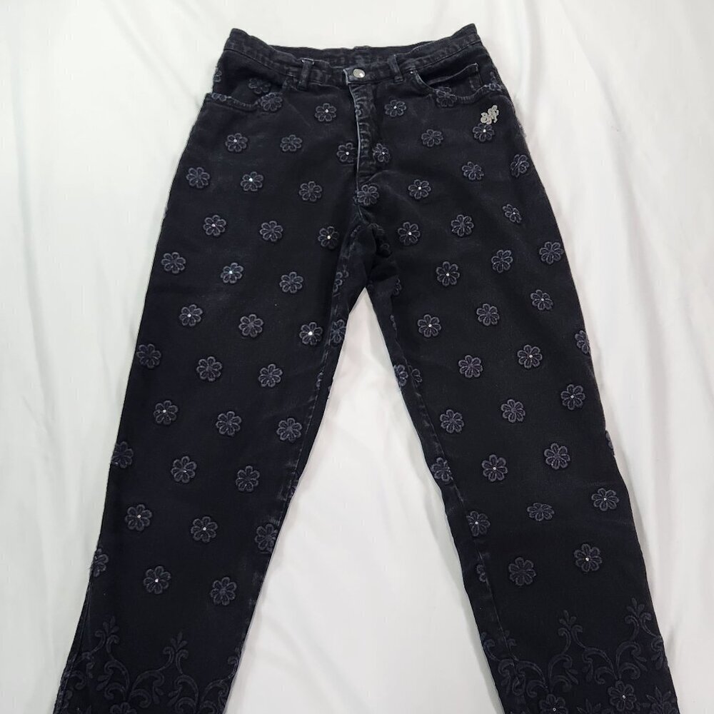Vintage Bianca Maria Caselli High Waisted Floral Embroidery Size 12/ 26"  Lot A
